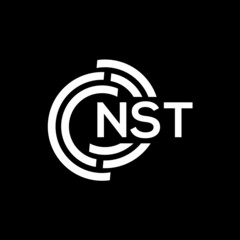 NST letter logo design on black background.NST creative initials letter logo concept.NST vector letter design.