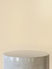 3d illustration. Minimal scene with a empty podium on an beige background.