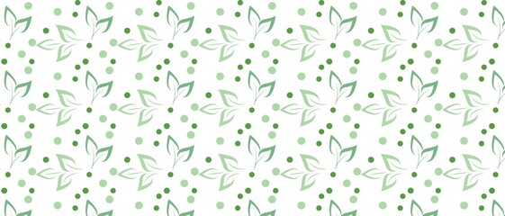 Green leaves pattern for spring background, banner, frames design. Vector illustration.