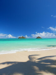 ハワイ、オアフ島、ラニカイビーチから眺めるモクルア