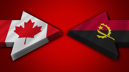 Angola vs Canada Arrow Flags – 3D Illustration