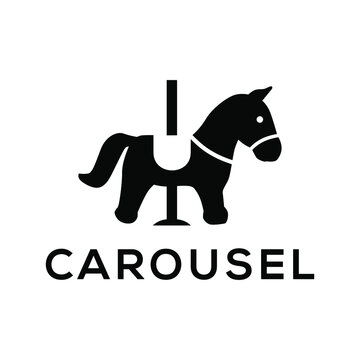 carousel with horse, Design element for logo, poster, card, banner, emblem, t shirt. Vector illustration