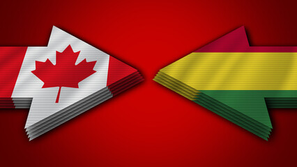 Bolivia vs Canada Arrow Flags – 3D Illustration
