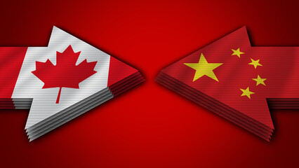 China vs Canada Arrow Flags – 3D Illustration