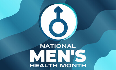 Men's Health Month in June. Medical concept. Poster, card, banner, background design. 
