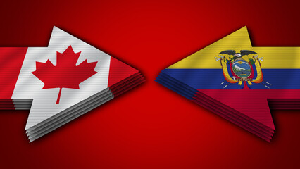 Ecuador vs Canada Arrow Flags – 3D Illustration