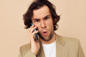 man talking on the phone technologies isolated background