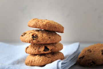 Oatmeal cookies with raisins, coconut and cinnamon.