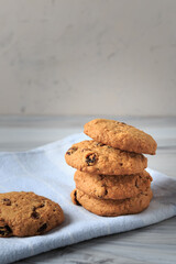 Oatmeal cookies with raisins, coconut and cinnamon.