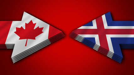 Iceland vs Canada Arrow Flags – 3D Illustration