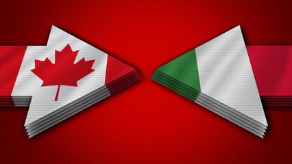 Italy vs Canada Arrow Flags – 3D Illustration