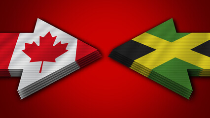 Jamaica vs Canada Arrow Flags – 3D Illustration