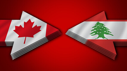 Lebanon vs Canada Arrow Flags – 3D Illustration