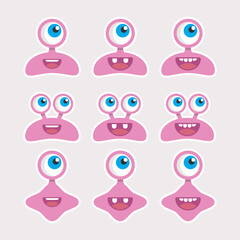 cute pink monster set flat design © nala