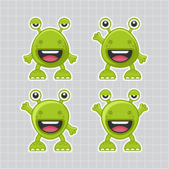 cute green monster flat design