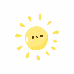 Cute concept sun icon background, sunlight weather clipart cartoon vector illustration, doodle symbol isolated on white