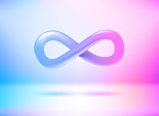 Infinity sign with holographic effect. 3d vector illustration