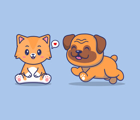 cat and dog, cartoon cat, cartoon dog, Pets