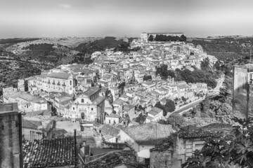 Panoramic view of Ibla, scenic lower district of Ragusa, Italy
