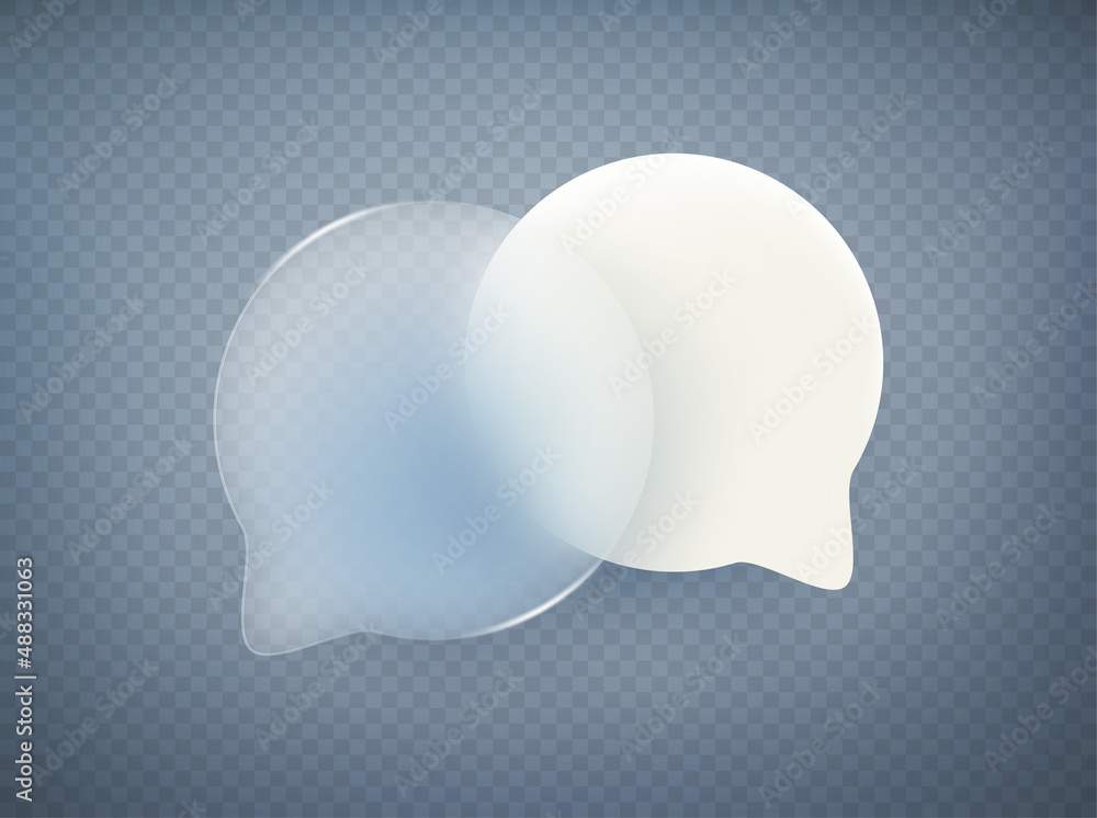 Aufkleber white and glass dialog bubbles. vector illustration with glassmorphism effect