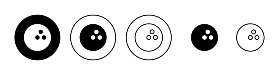 Bowling icons set. bowling ball and pin sign and symbol.