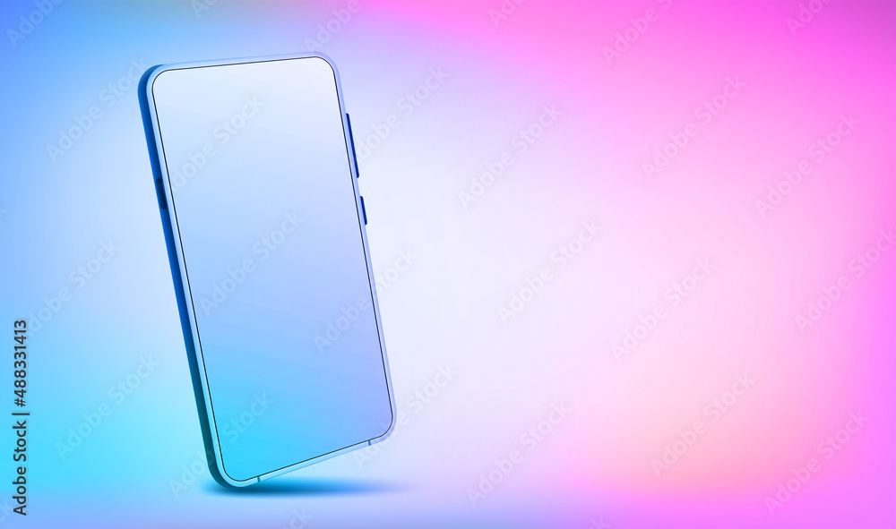 Aufkleber modern smartphone with blank screen. 3d vector illustration with holographic effect