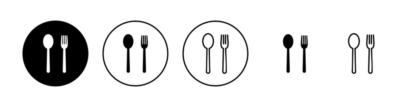 Spoon And Fork Icons Set. Spoon, Fork And Knife Icon Vector. Restaurant Sign And Symbol