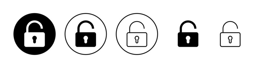 Unlock icons set. Unlock sign and symbol. unlocked padlock icon