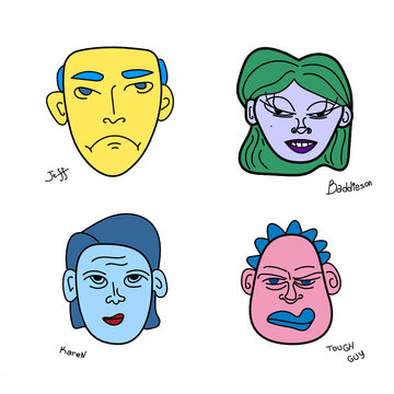 set of faces