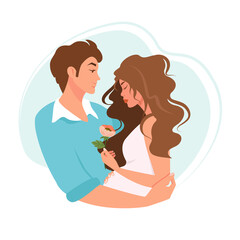 A beautiful couple is expecting a baby. future parents. Family and love. Vector illustration.