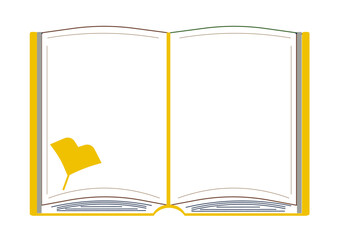 イチョウの葉と本 見開き ノート フレーム シンプル ベクターイラスト 秋 紅葉 落ち葉