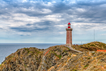 Phare du Cap Bear Lighthouse a famous landmark in South of France Languedoc 