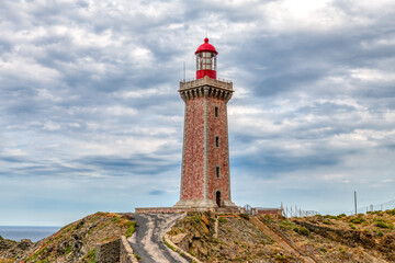 Phare du Cap Bear Lighthouse a famous landmark in South of France Languedoc 