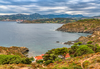 Coastal mediteranean landscape in Cap Bear Languedoc South of France 