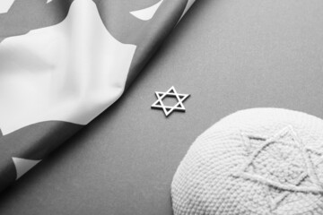 Star of David, kippah and flag of Israel