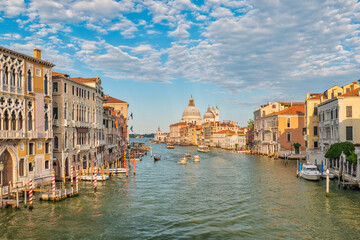 Fototapeta na wymiar Venice Italy, city skyline at Venice Grand Canal and Basilica di Santa Maria della Salute, Veneto Italy