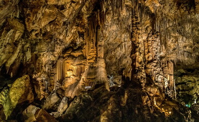 Cave Grotte des Grandes Canalettes in French Pyrenees full of stalagmites and stalactites beautiful...