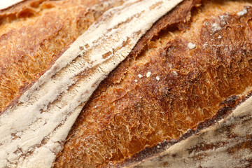 Bread, traditional sourdough bread on a rustic table
