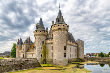 Fototapeta na wymiar A famous landmark Chateau Sully-sur-Loire beautiful medieval castle in France