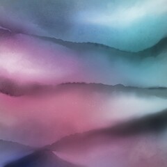 Abstract blue pink watercolor liquid fluid art alcohol inks splash background with white splatter 