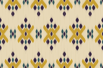 Ikat ethnic Indian seamless pattern. Design for background, wallpaper, vector illustration, fabric, clothing, batik, carpet, embroidery.