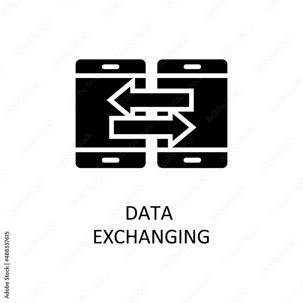 Poster data exchanging vector solid icon design illustration. banking and payment symbol on white backgroun