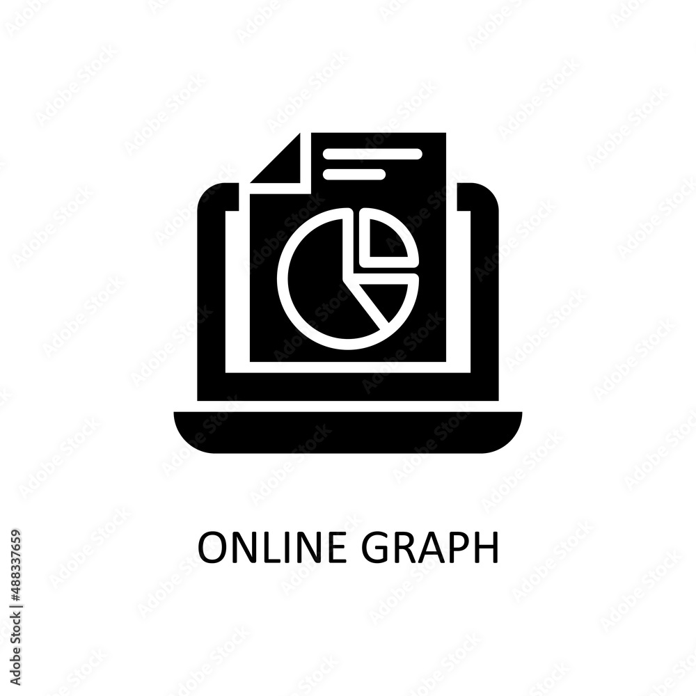 Poster online graph vector solid icon design illustration. banking and payment symbol on white background e