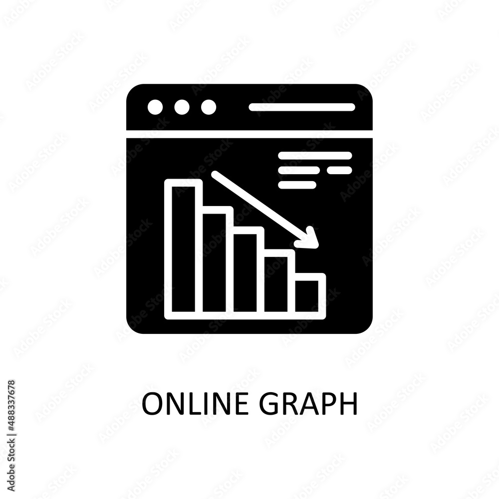 Poster online graph vector solid icon design illustration. banking and payment symbol on white background e