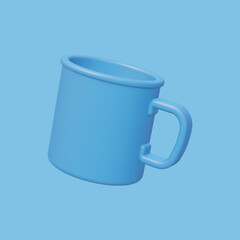 Camping Mug isolated on blue background. 3D render.