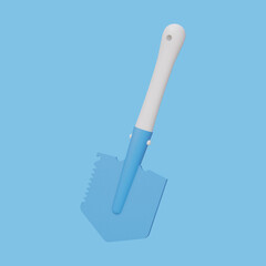 Shovel isolated on blue background. 3D render.