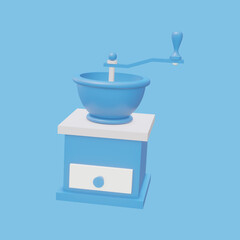 Coffee grinder isolated on blue background. 3D render.