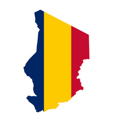 Isolated Chad Silhouette Map Set On National Flag