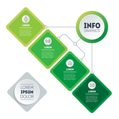 Eco Business presentation with 4 options. Template of a sales pipeline or info chart. 4 steps diagram. Infographic of green technology or education process with four steps.