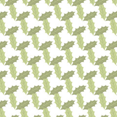 Seamless pattern with plants on the white background. Botanic ornament.